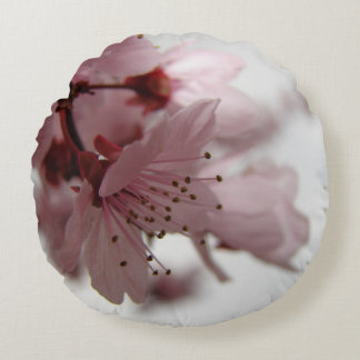 Roze lente bloemen rond foto Kunst Pillow Rond Kussen