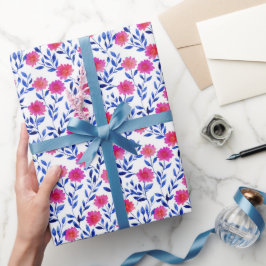 Roze Lente Bloemen Watercolor Bloemmotief Cadeaupapier