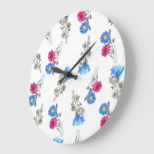 Roze Lente Bloemen Waterverf Botanisch Grote Klok (Hoek)