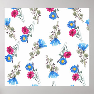 Roze Lente Bloemen Waterverf Botanisch Poster