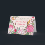 Roze Lente Bloemen Zuster in Recht Verjaardag Kaart<br><div class="desc">Gelukkige Verjaardagskaart voor schoonzus met mooie roze lentebloemen,  vogels en doordachte vers.</div>