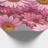 Roze lente bloemenroze madeliefjes retro roze bloe cadeaupapier (Hoek)