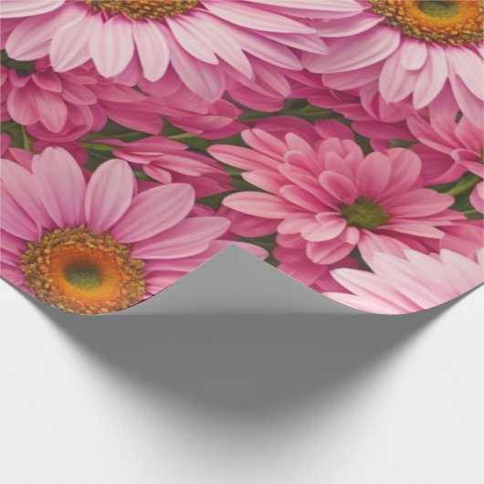 Roze lente bloemenroze madeliefjes retro roze bloe cadeaupapier (Hoek)