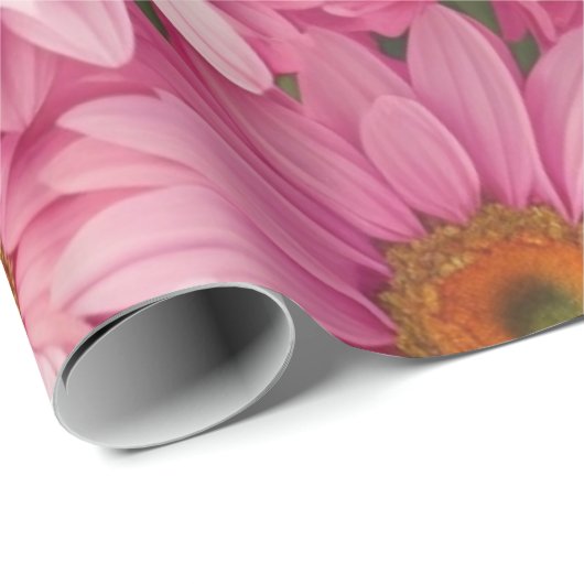 Roze lente bloemenroze madeliefjes retro roze bloe cadeaupapier (Rol Hoek)