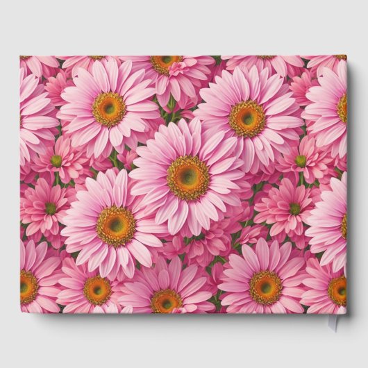 Roze lente bloemenroze madeliefjes retro roze bloe gastenboek (Achterkant)