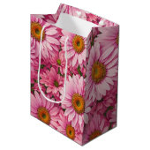 Roze lente bloemenroze madeliefjes retro roze bloe medium cadeauzakje (Voorkant Gekanteld)