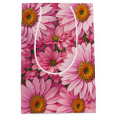 Roze lente bloemenroze madeliefjes retro roze bloe medium cadeauzakje (Voorkant)
