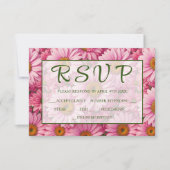 Roze lente bloemenroze madeliefjes retro roze bloe RSVP kaartje (Voorkant)