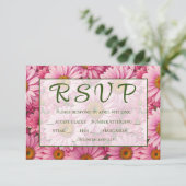 Roze lente bloemenroze madeliefjes retro roze bloe RSVP kaartje (Staand voorkant)