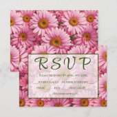 Roze lente bloemenroze madeliefjes retro roze bloe RSVP kaartje (Voorkant / Achterkant)