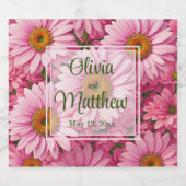 Roze lente bloemenroze madeliefjes retro roze bloe sparkling wijnetiket (Enkel label)