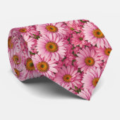 Roze lente bloemenroze madeliefjes retro roze bloe stropdas (Opgerold)