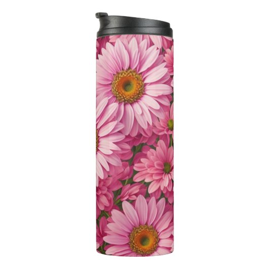 Roze lente bloemenroze madeliefjes retro roze bloe thermosbeker (Geroteerd rechts)