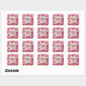 Roze lente bloemenroze madeliefjes retro roze bloe vierkante sticker (Vel)
