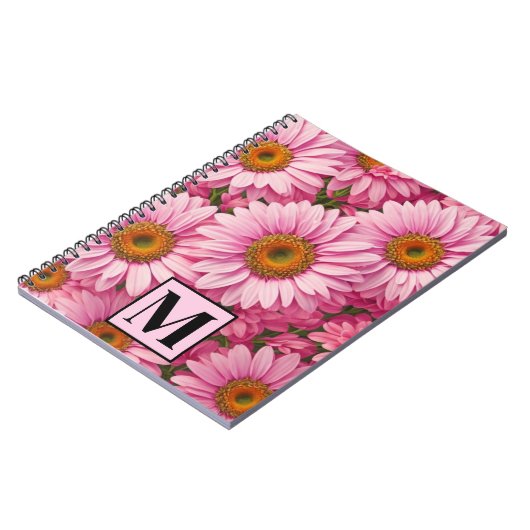 Roze lente bloemenroze madeliefjes roze bloemen notitieboek (Linkerzijde)