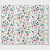 Roze lente bloemmotief cadeaupapier (Vlak)