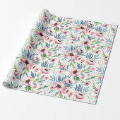 Roze lente bloemmotief cadeaupapier (Uitgerold)