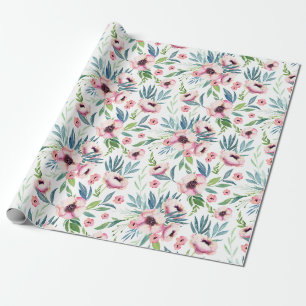 Roze lente bloemmotief cadeaupapier