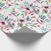 Roze lente bloemmotief cadeaupapier (Hoek)