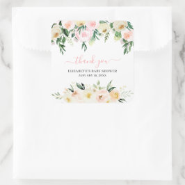 Roze lente bloemstuk | Favor voor baby shower Vierkante Sticker
