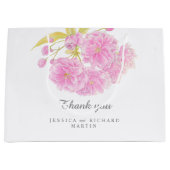 Roze lente bloesem bloemen kunst bruiloft dank u groot cadeauzakje (Voorkant)
