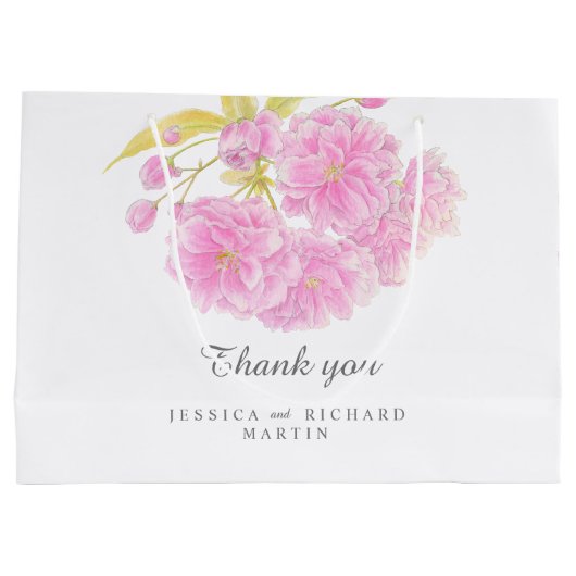 Roze lente bloesem bloemen kunst bruiloft dank u groot cadeauzakje (Achterkant)