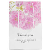 Roze lente bloesem bloemen kunst bruiloft dank u medium cadeauzakje (Achterkant)