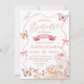 Roze Lente Bloesem Bloemen Vlinder Verjaardag Kaart (Voorkant)