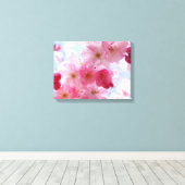 Roze lente bloesem bloemstuk canvas afdruk (Insitu (Houten vloer))