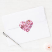 Roze Lente Bloesem Hart Vorm Stickers (Envelop)