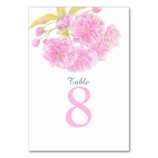 Roze lente bloesem Trouwtafel nummers Kaart (Achterkant)
