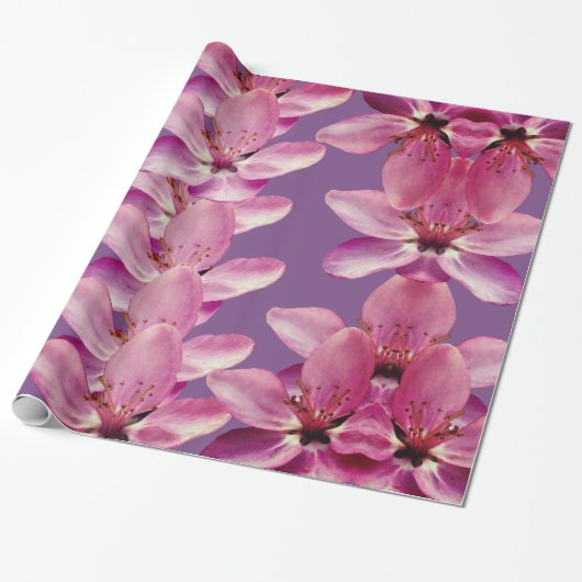 Roze lente bloesems cadeaupapier (Uitgerold)