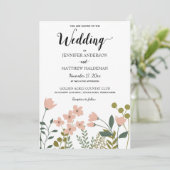 Roze Lente Botanische Trouw Kaart (Staand voorkant)