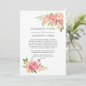 Roze Lente Bruiloft Bloem Gereduceerde Gastlijst Aankondiging (Staand voorkant)