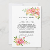 Roze Lente Bruiloft Bloemige Gereduceerde Gastlijs Aankondiging (Voorkant)