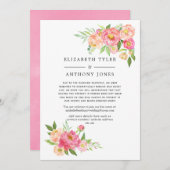 Roze lente bruiloft bloemstuk gereduceerde gastenl aankondiging (Voorkant / Achterkant)