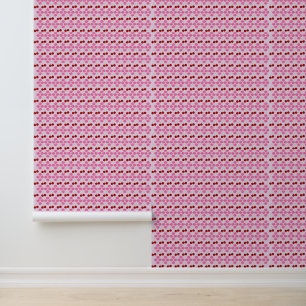 Roze lente-kersbloesem en kersen Gebloemd Behang