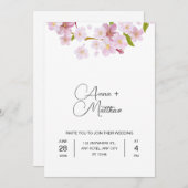 Roze lente kersenbloem bruiloft uitnodiging Kaart (Voorkant / Achterkant)