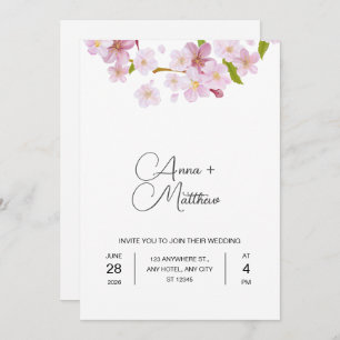 Roze lente kersenbloem bruiloft uitnodiging Kaart
