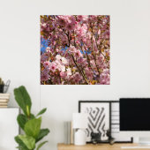 Roze lente kersenbloesem poster (Thuiskantoor)