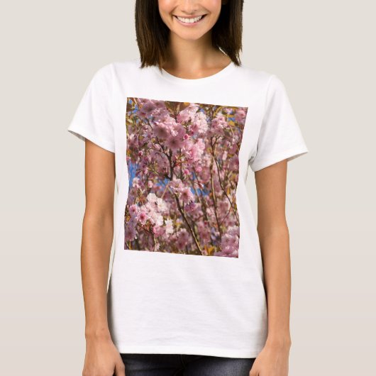 Roze lente kersenbloesem t-shirt (Voorkant)