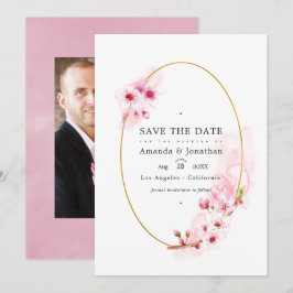Roze Lente Kersenbloesem Trouwfoto Save The Date