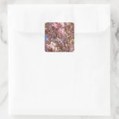 Roze lente kersenbloesem vierkante sticker (Tas)