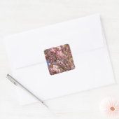 Roze lente kersenbloesem vierkante sticker (Envelop)