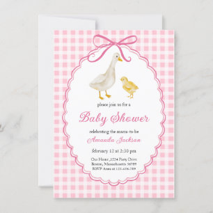 Roze lente moeder gans en Gosling Baby shower Kaart