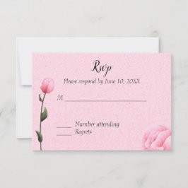 Roze lente roos bloem bruiloft uitnodiging RSVP