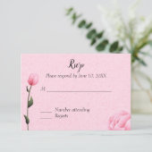 Roze lente roos bloem bruiloft uitnodiging RSVP (Staand voorkant)