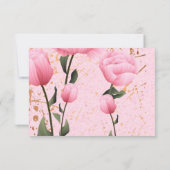 Roze lente roos bloem bruiloft uitnodiging RSVP (Achterkant)