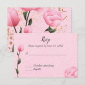 Roze lente roos bloem bruiloft uitnodiging RSVP (Voorkant / Achterkant)