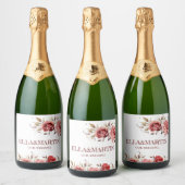 Roze lente rozen bloeien voor wijnwinkel sparkling wijnetiket (Flessen)